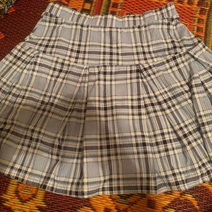 blue and black plaid skirt